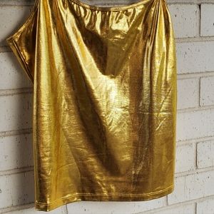 Iefiel Gold Lame Stretch Spaghetti Strap Camisole